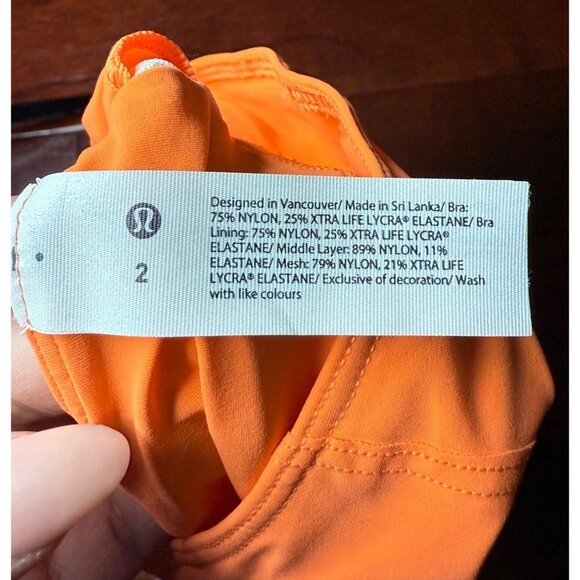 Lululemon Mesh-Back Train Bra Size 2 Medium Support A Cup or B Cup W2D30S Orange - Picture 10 of 13